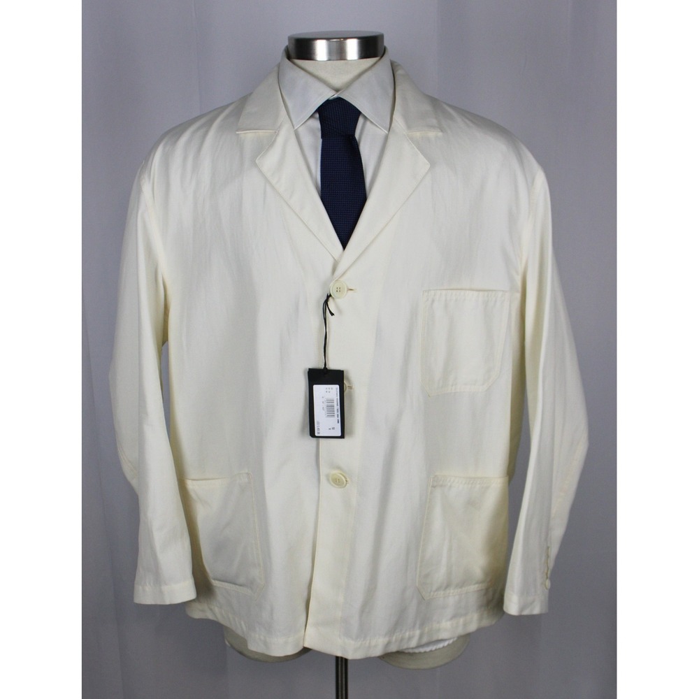 $5400 Giorgio Armani Patch Suit Jacket 50 R Slim Ivory Cotton Utility Blazer